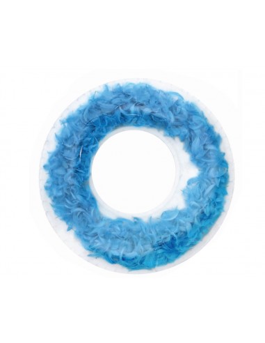 Bouée gonflable avec plumes bleues